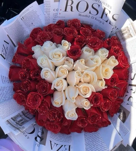 White Heart Glitter On - Fresh Roses