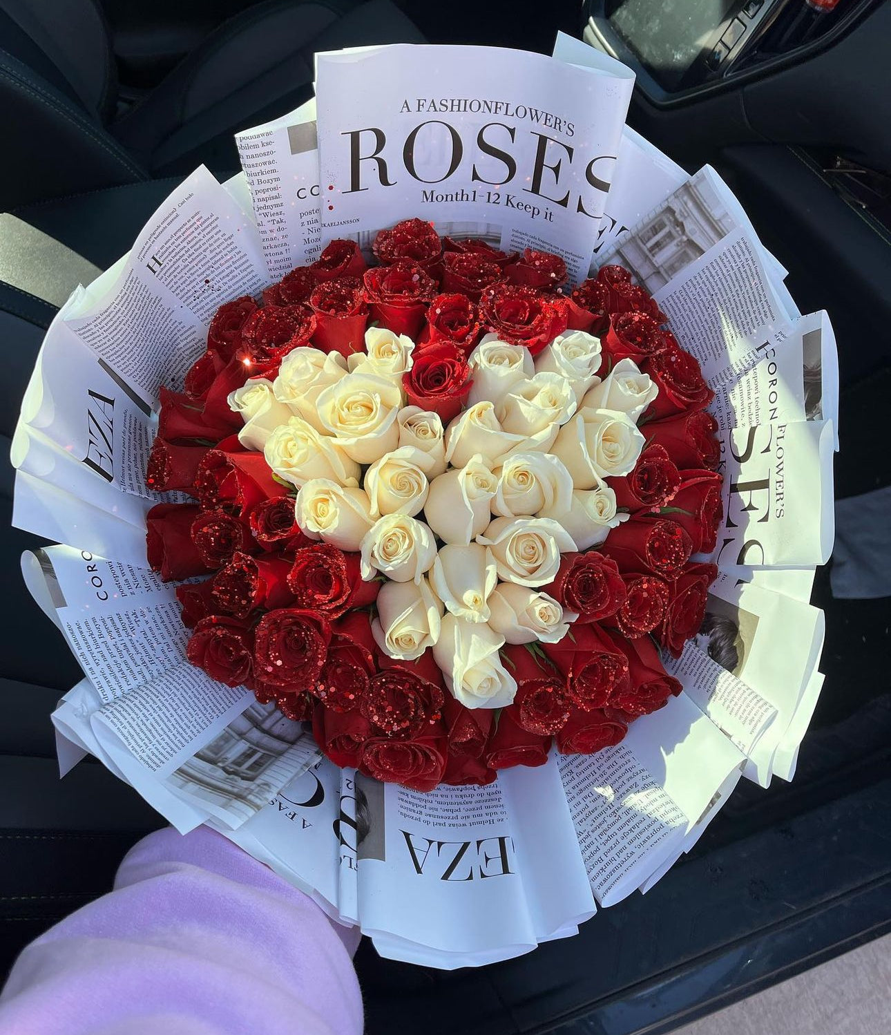 White Heart Glitter On - Fresh Roses