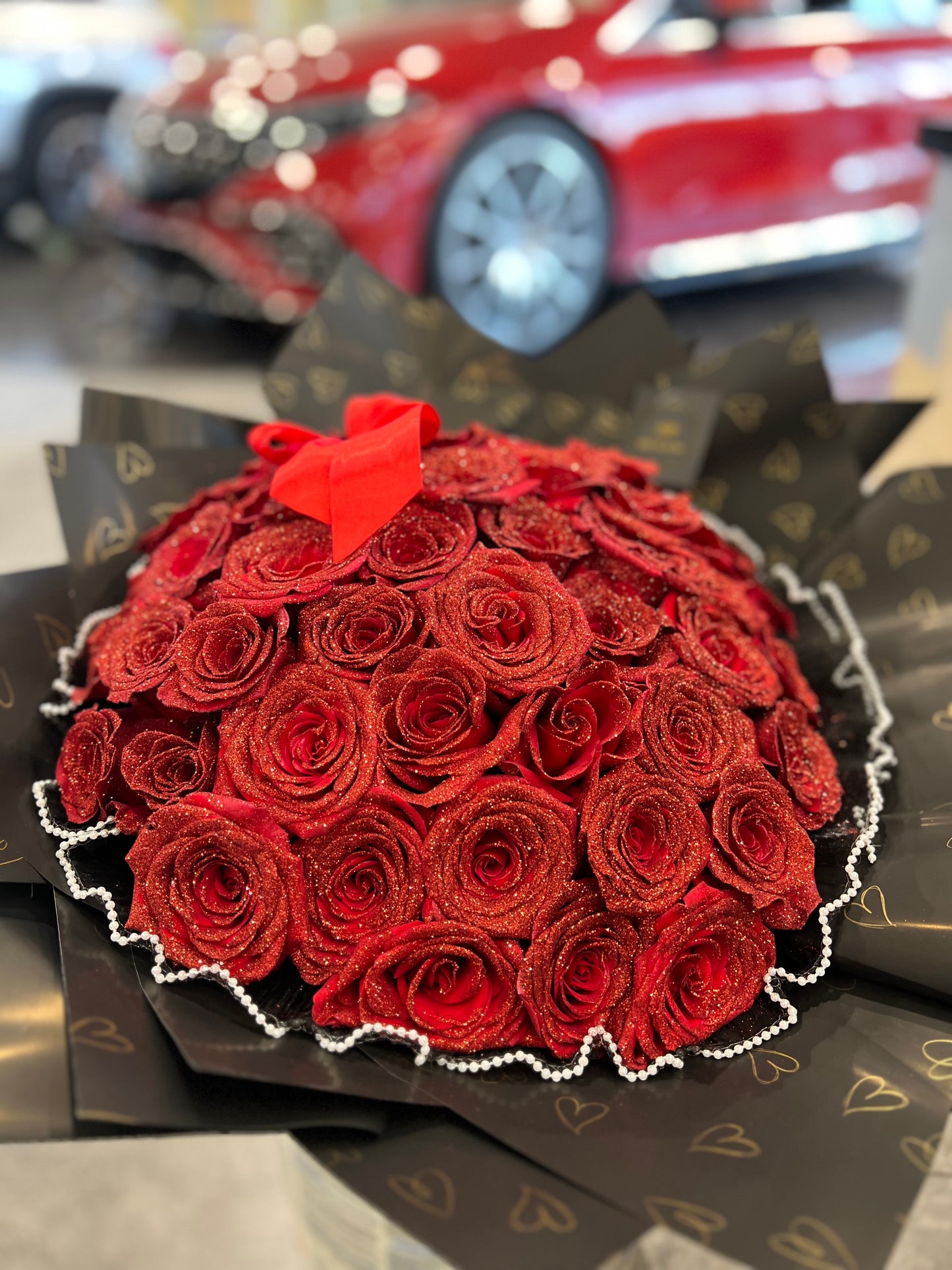 Sparkly Red Roses- Fresh Roses