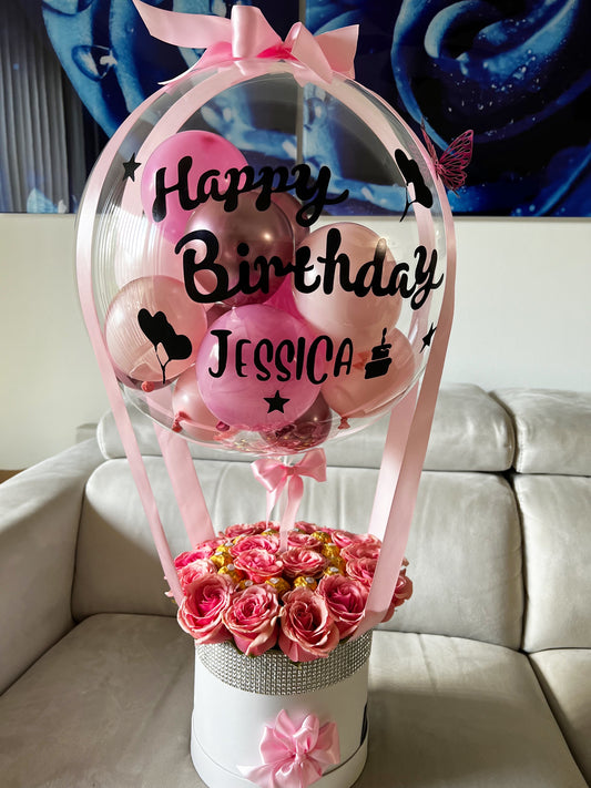 Pink Roses & Balloon - Fresh Roses
