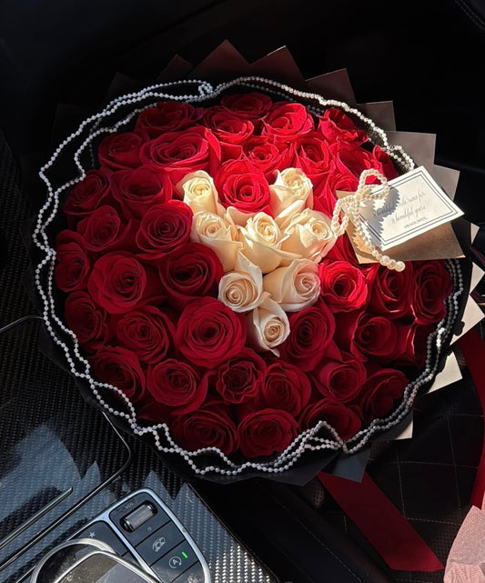 Pearls of Love Bouquet - Fresh Roses