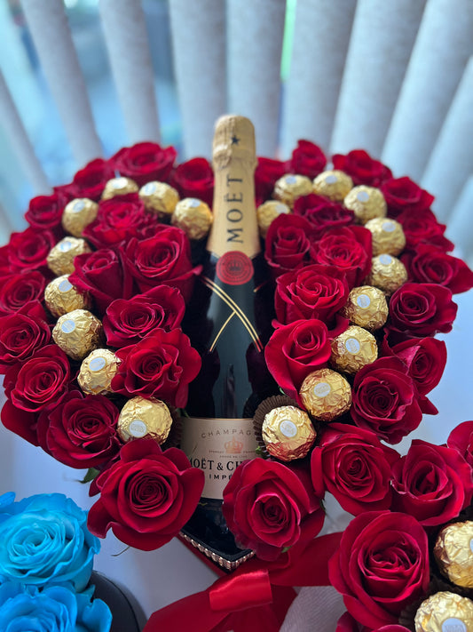Champagne Heart Box - Fresh Roses